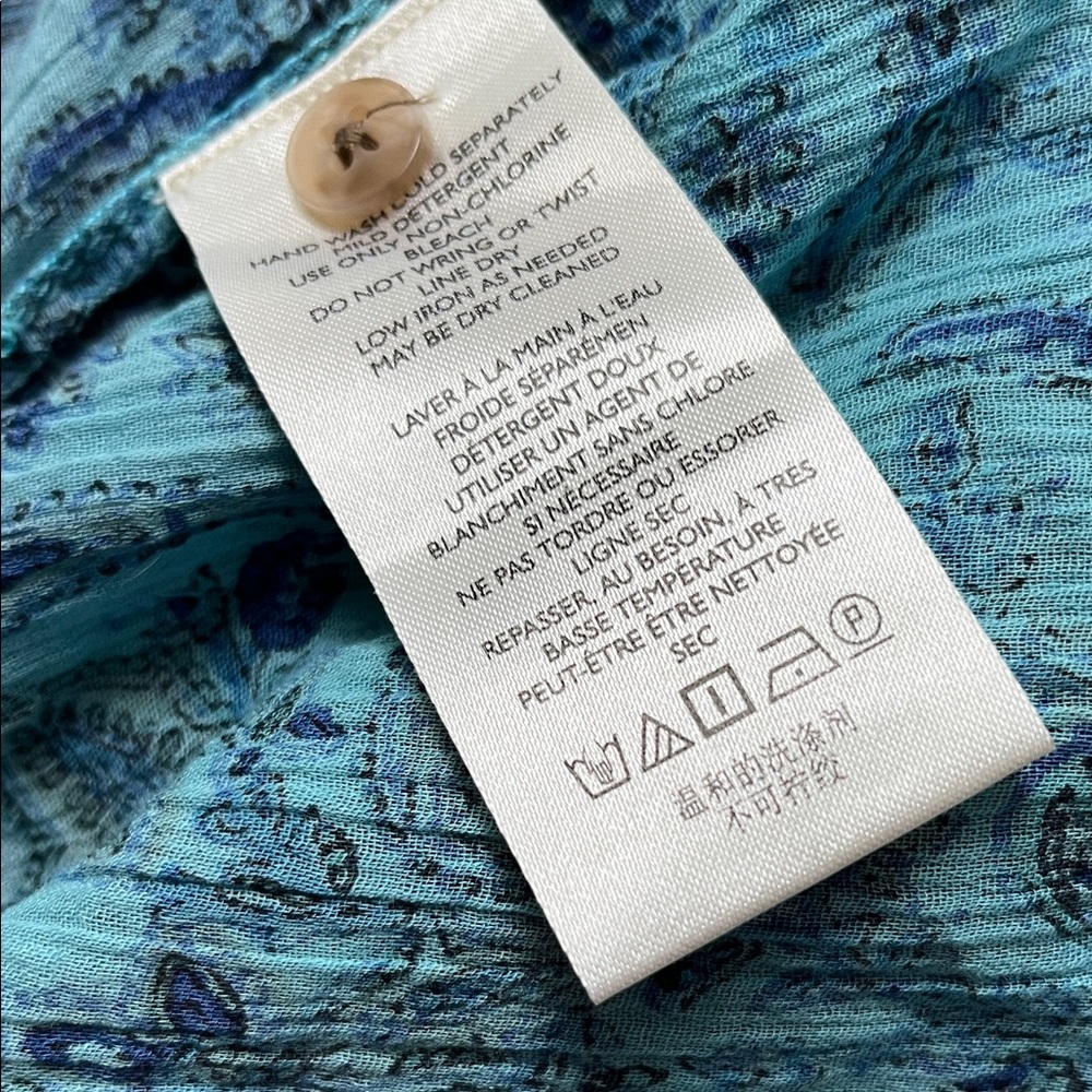 Pilcro Paisley Button-Front Blouse in Mustard and Blue - Picture 9 of 9
